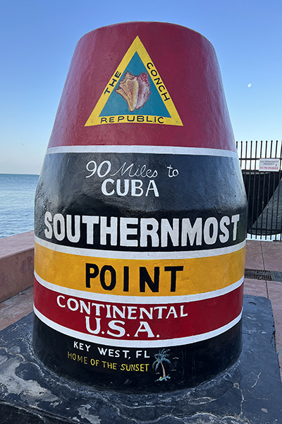 the southernmost point in the continental U.S. in Key West, Florida