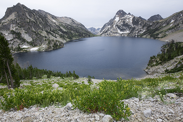 views from a trail above Sawtooth Lake in Idaho
