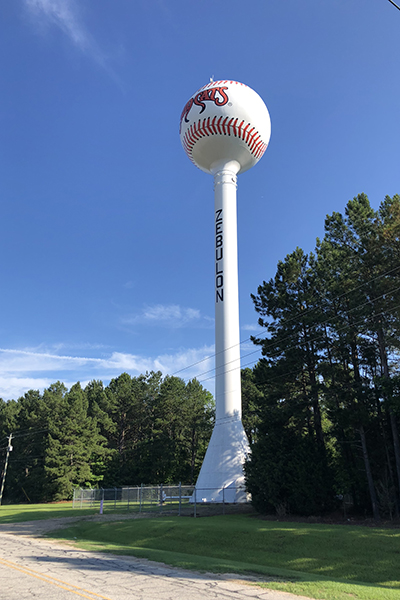 baseball water tower in Zebulon, North Carolina