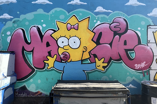 one of the dozens of impressive Simpsons murals in Springfield, OR