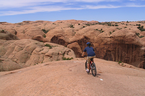 Mountain biking the Slickrock Trail in Moab, Utah