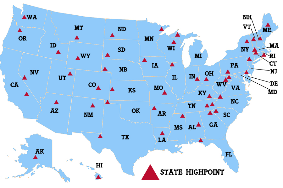 U.S. State Highpoints Map
